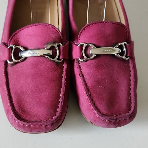GEOX | Respira Fuchsia Pink Suede Loafers Sz 37 - Picture 3 of 7